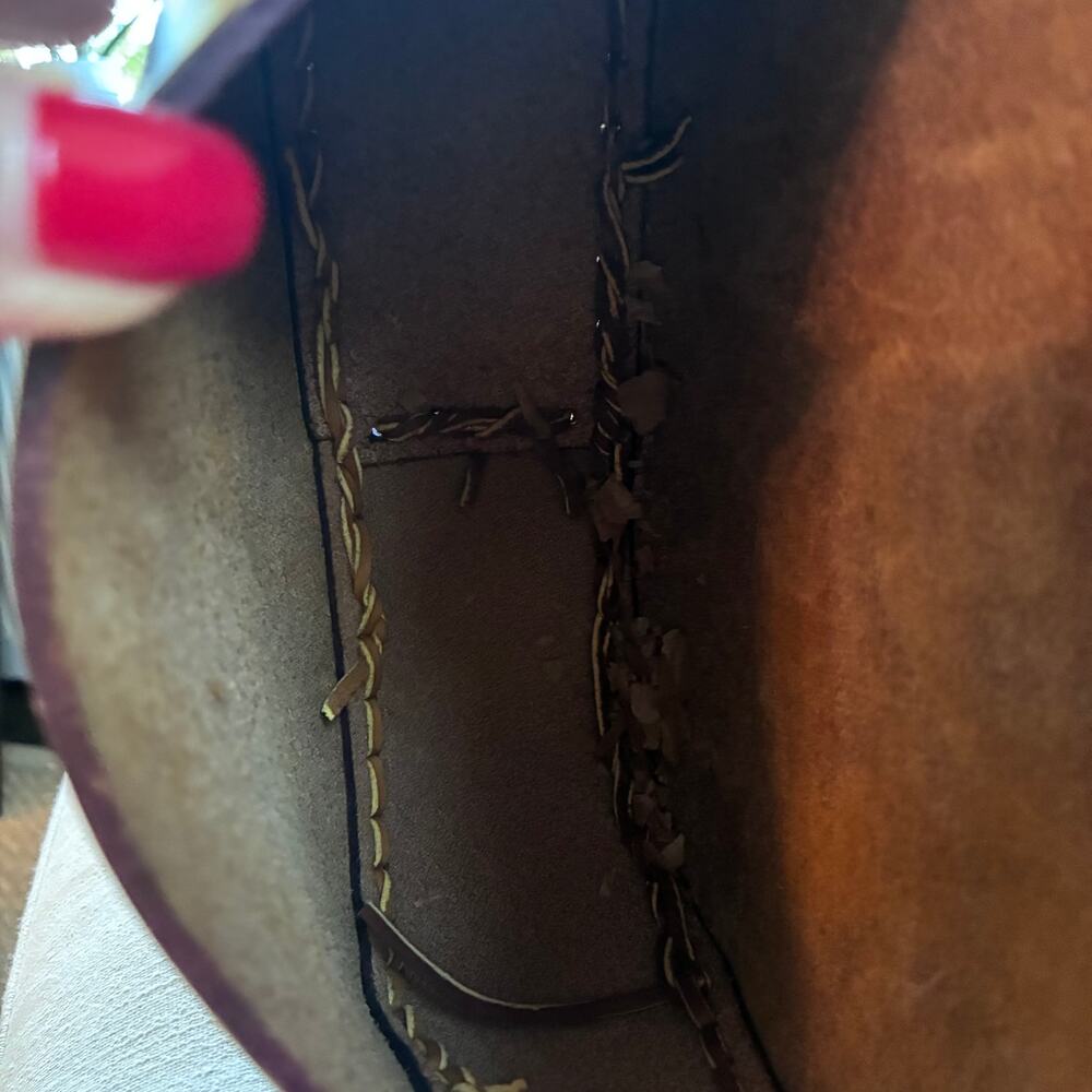 Vintage Handmade Brown Leather Saddle Bag Crossbody | Boho Western Artisan Purse - Picture 9 of 16